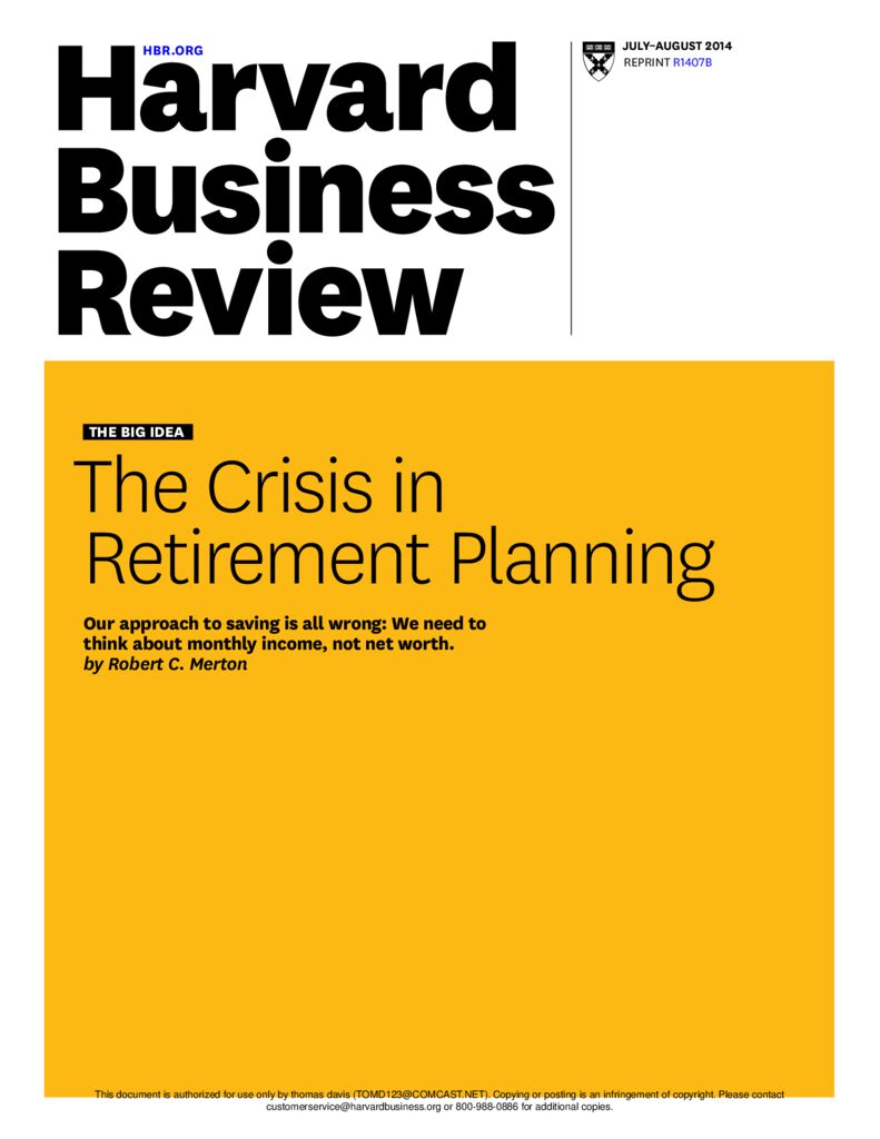 thumbnail of Harvard Business Review annuity gtd income